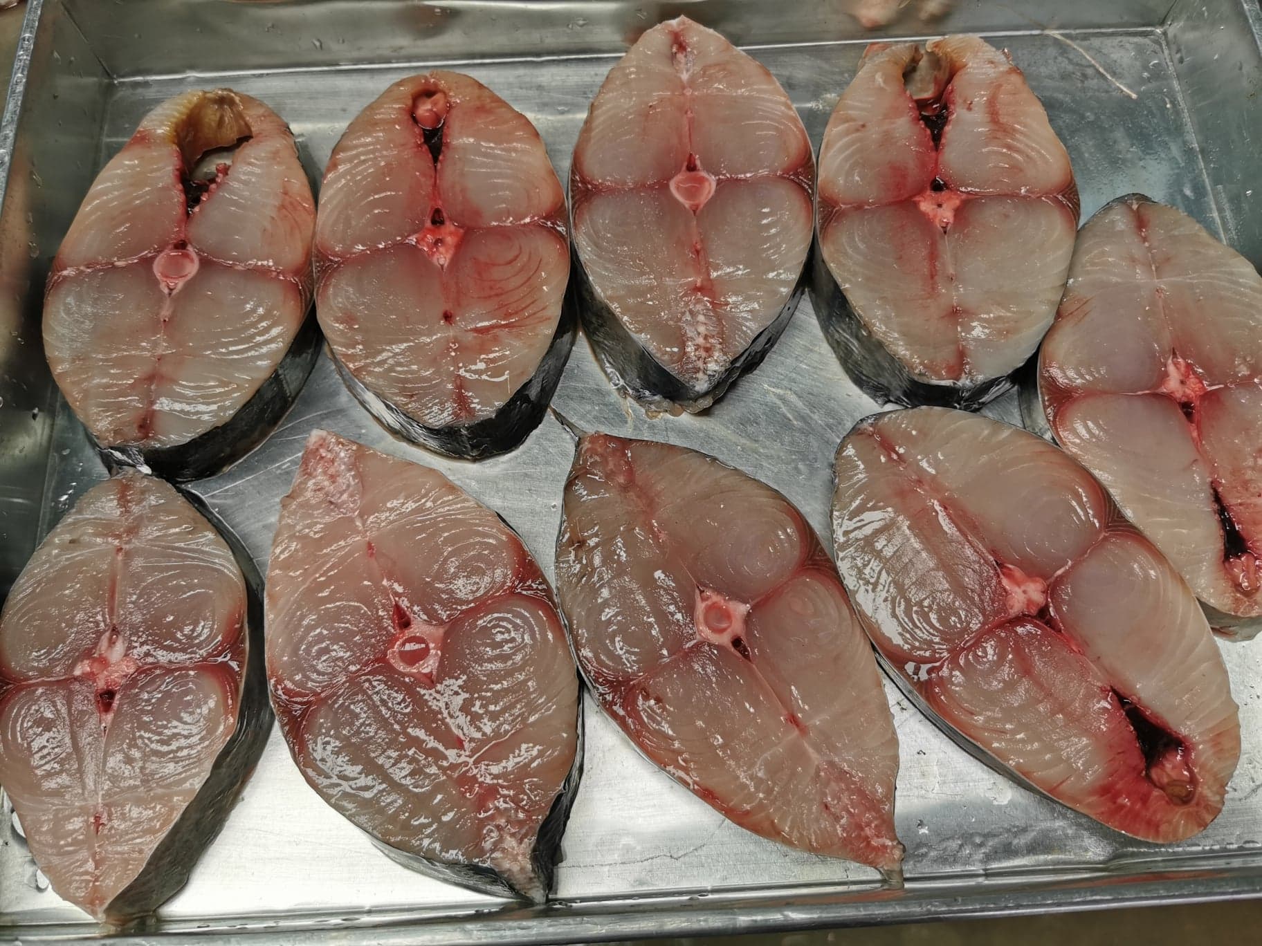 ปลาอินทรีสดหั่นชิ้น ขนาดน้ำหนัก 100 - 120 g / ชิ้น และ น้ำหนัก 150 - 200​ g / ชิ้น